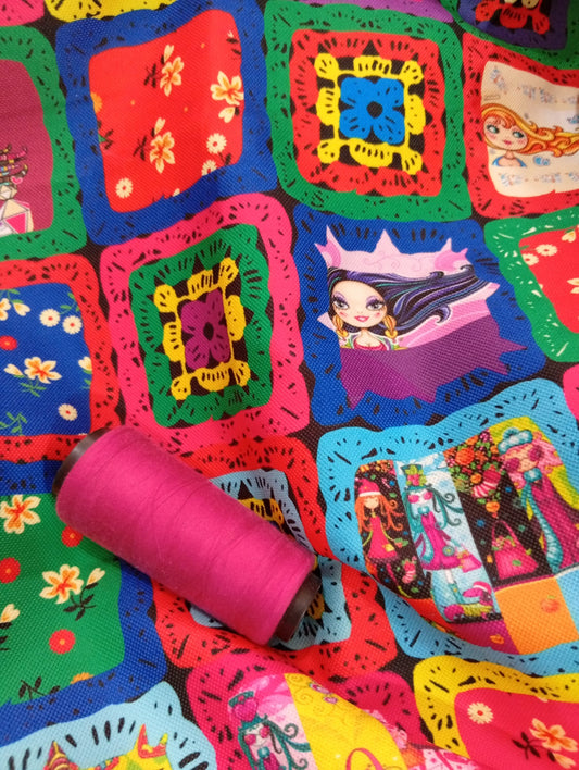 Retro Patchwork - Çok Amaçlı Panama Keteni Duck Kumaş